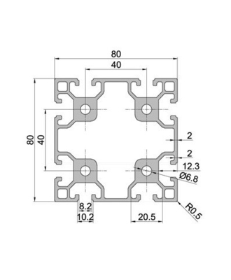 顧客ニーズに合わせたT3-T8Temper V Slot 4080アルミニウムエクストルーションプロファイル