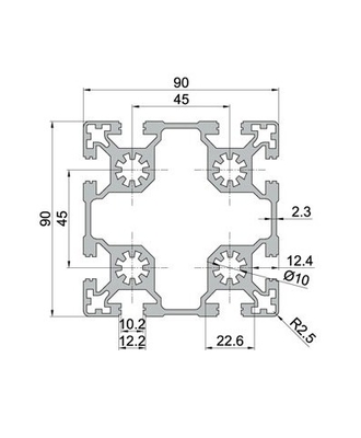 テンパールT3-T8 オーダーメイドエクストルーション シルバー アノード化工業アルミニウムプロファイル